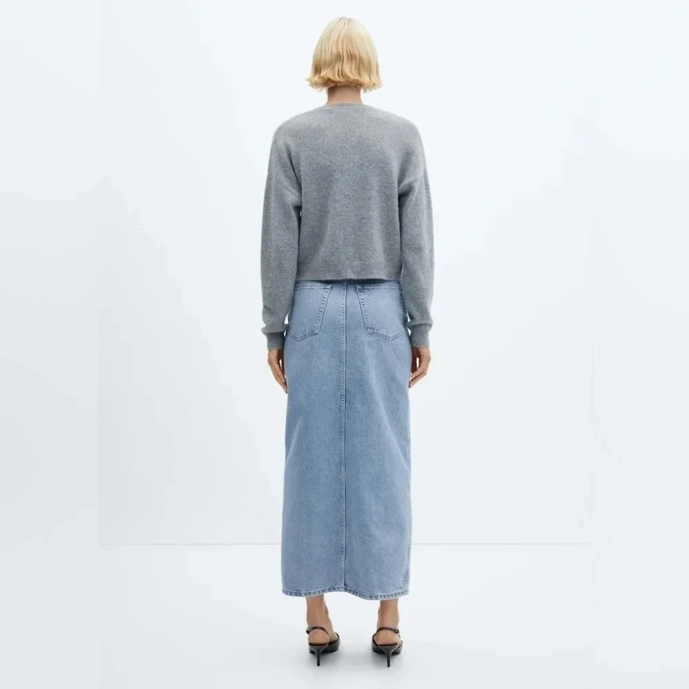 Mango [M]  Slit denim skirt - Picture 3 of 9